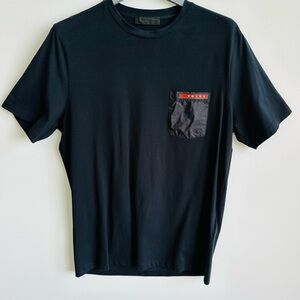 Prada Black T-Shirt with Pocket Detail